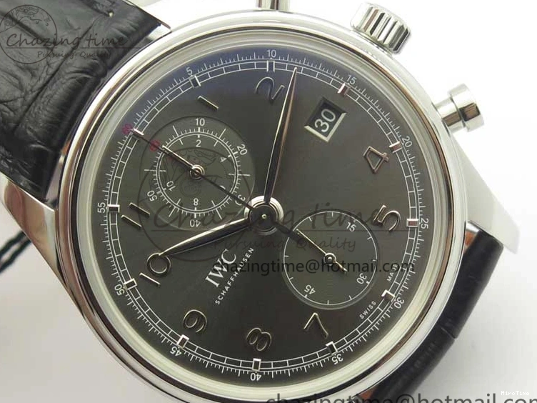 MIROTIME 0213 Portuguese Chrono SS ZF 1:1 Best Edition Gray Dial SS On Black Leather Strap A ZipUp 7215